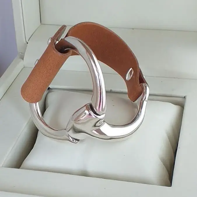 Bracelet en cuir et acier "Mors de cheval"
