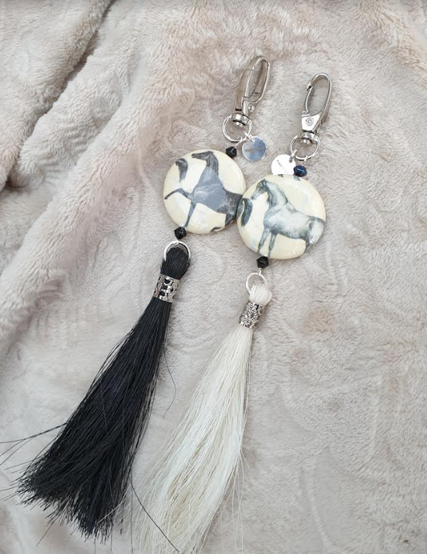 “Large stirrup” horse hair bag charm