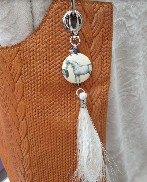 “Large stirrup” horse hair bag charm