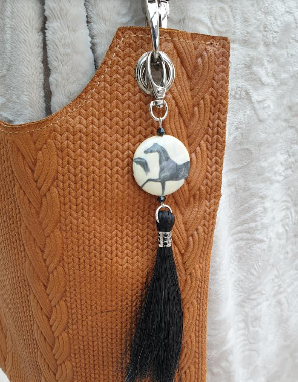 “Large stirrup” horse hair bag charm