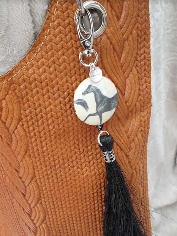 “Large stirrup” horse hair bag charm