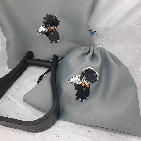 Grey Harry Potter owl stirrup bags/covers