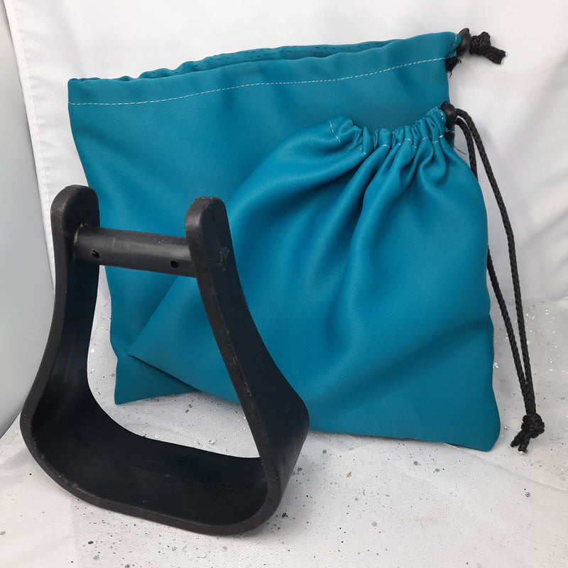 Plain turquoise stirrup bags/covers