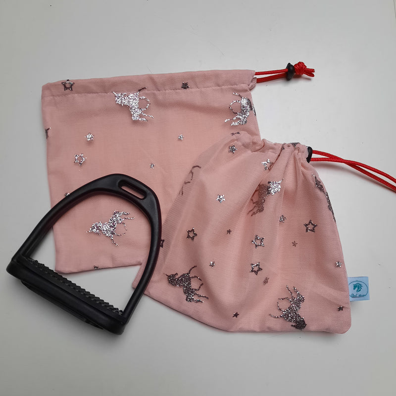Pink unicorns stirrup bags/covers