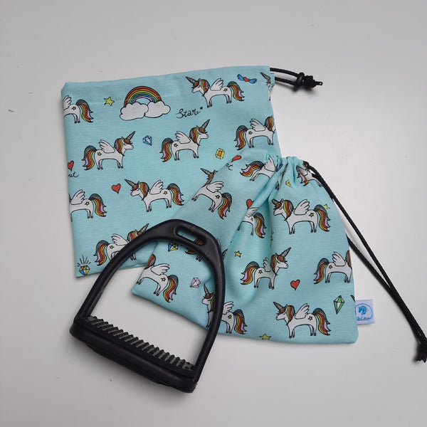 Turquoise unicorns stirrup bags/covers