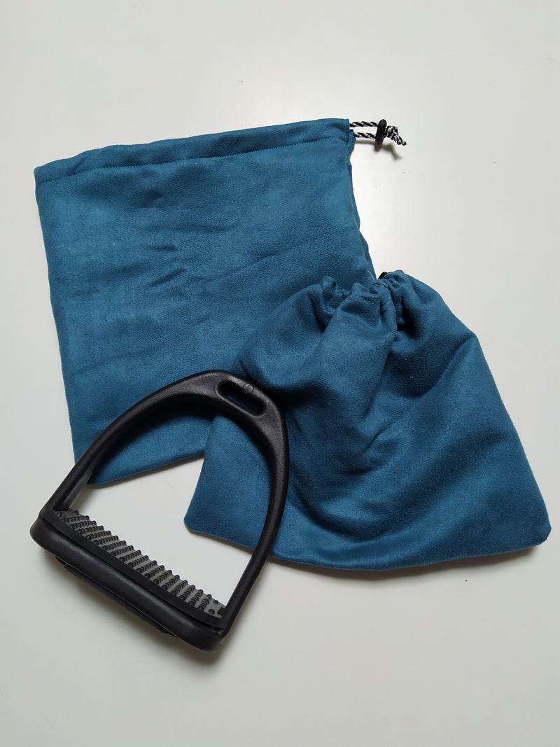 Blue stirrup bags/covers